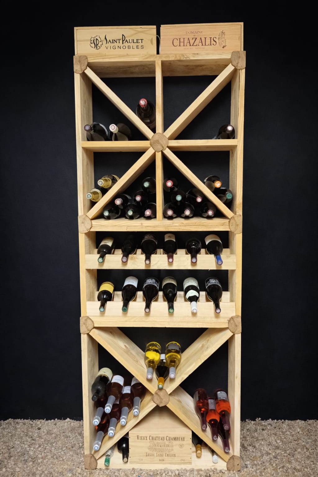 Etagère cave à vin 120 bouteilles bois massif