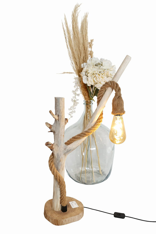 Lampe artisanale en bois flotté – 65 cm