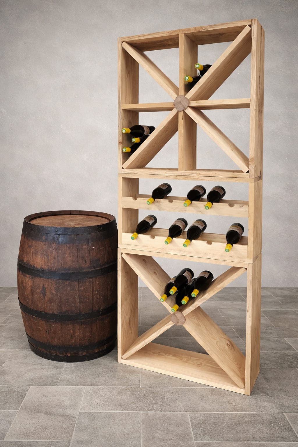 Etagère cave à vin 120 bouteilles bois massif