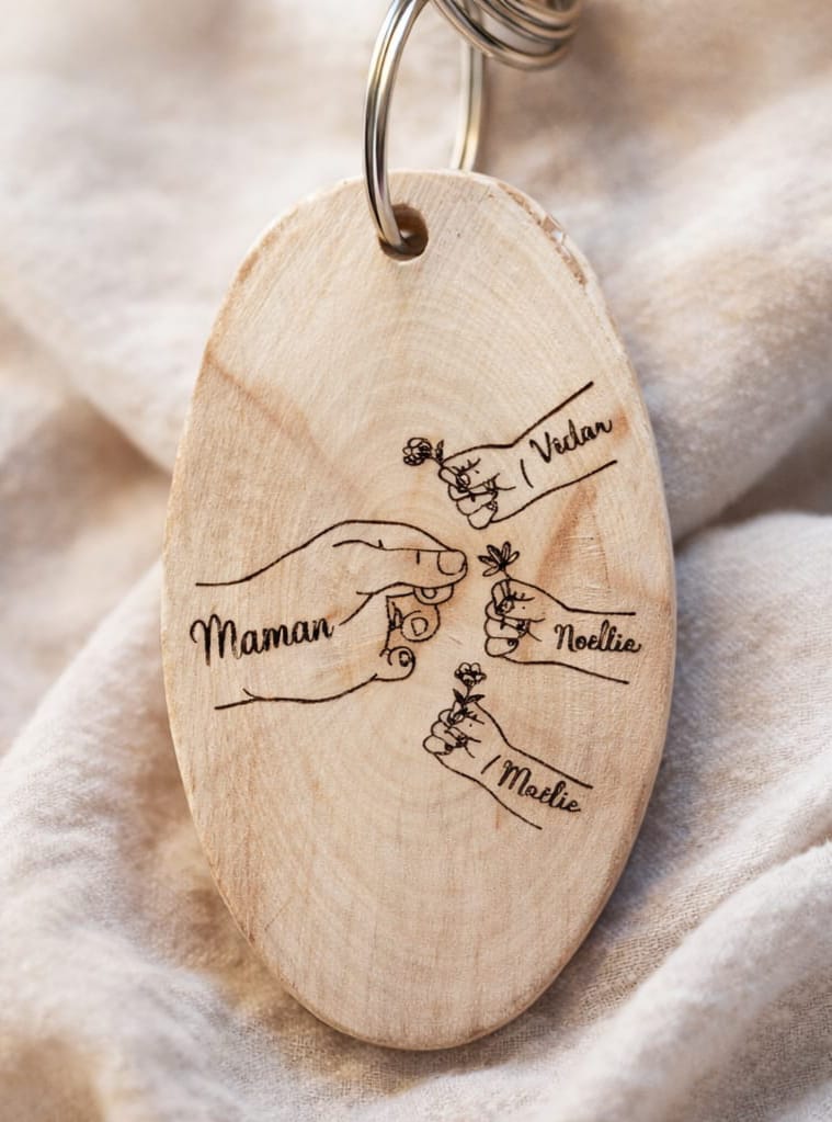 🌿 Porte-clés artisanal en bois personnalisé