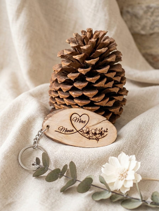 🌿 Porte-clés artisanal en bois personnalisé